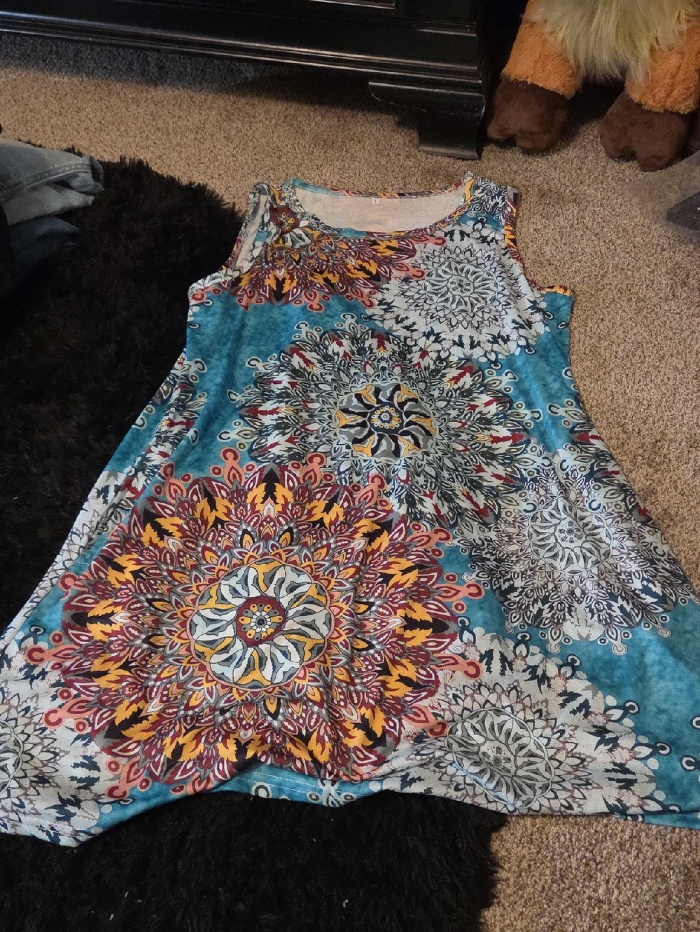 Boho Mandala Sleeveless Tunic - Dress With Pockets